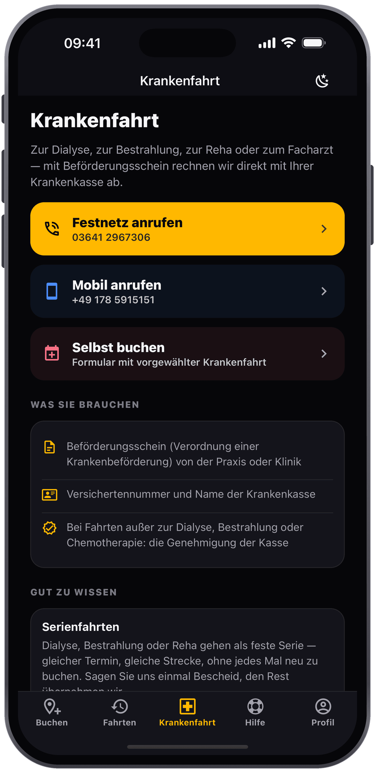 TAXI CHEMNITZ App – Krankenfahrt mit Beförderungsschein und Krankenkassen-Abrechnung